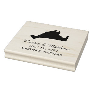 Marthas Vineyard Massachusetts Map Wedding Date Rubber Stamp