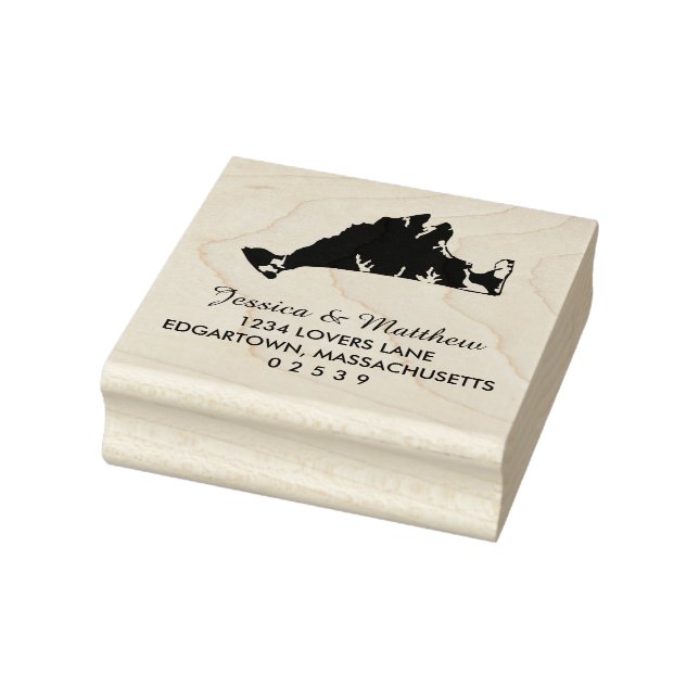 Marthas Vineyard Massachusetts Map Wedding Rubber Stamp (Stamp)