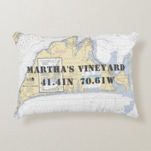 Martha's Vineyard Nautical Chart Theme Decorative Cushion