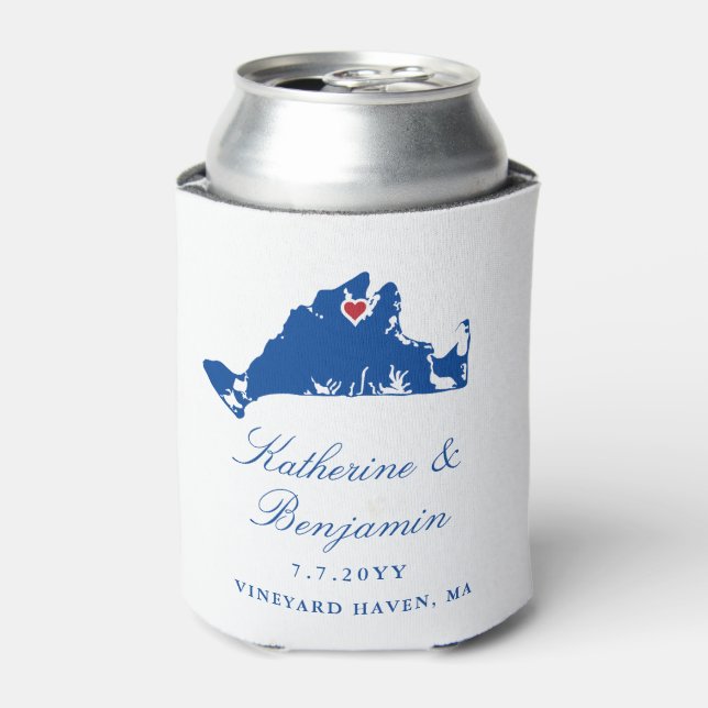 Martha's Vineyard Navy Vineyard Haven Wedding Can Cooler (Can Front)