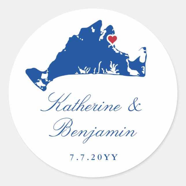 Martha's Vineyard Oak Bluffs Navy Classic Round Sticker (Front)
