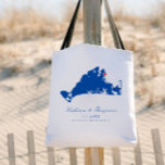 Martha's Vineyard Oak Bluffs Navy Wedding Welcome Tote Bag<br><div class="desc">These customisable Martha's Vineyard tote bags make the perfect welcome bag for your wedding guests who are visiting beautiful Oak Bluffs, MA. Check out all the bag sizes offered for the best fit for your welcome bag. This practical wedding favour tote bag can be used as a reusable shopping bag...</div>