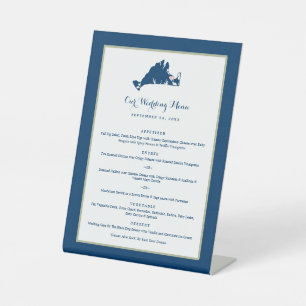 Martha's Vineyard Pink and Blue Wedding Dinner Pe Pedestal Sign
