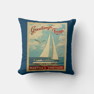 Martha's Vineyard Sailboat Vintage Travel Cushion