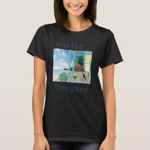 Marthas Vineyard Summer Vacation Cottage Porch Row T-Shirt