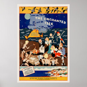 Marthas Vineyard The Enchanted Isle Vintage Travel Poster