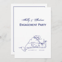 Martha's Vineyard Vintage Map #1 Navy Blue