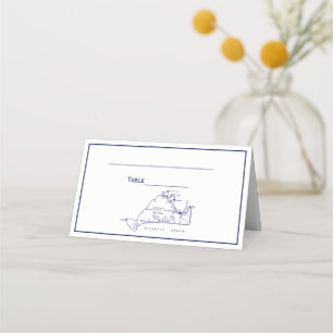 Martha's Vineyard Vintage Map #1 Navy Blue Place Card