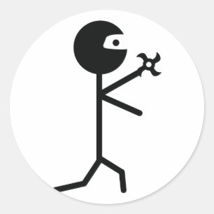 martial art black ninja star shiruken classic round sticker