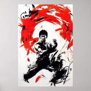 Martial Art Kung Fu Wild Free Spirit Painting  Poster