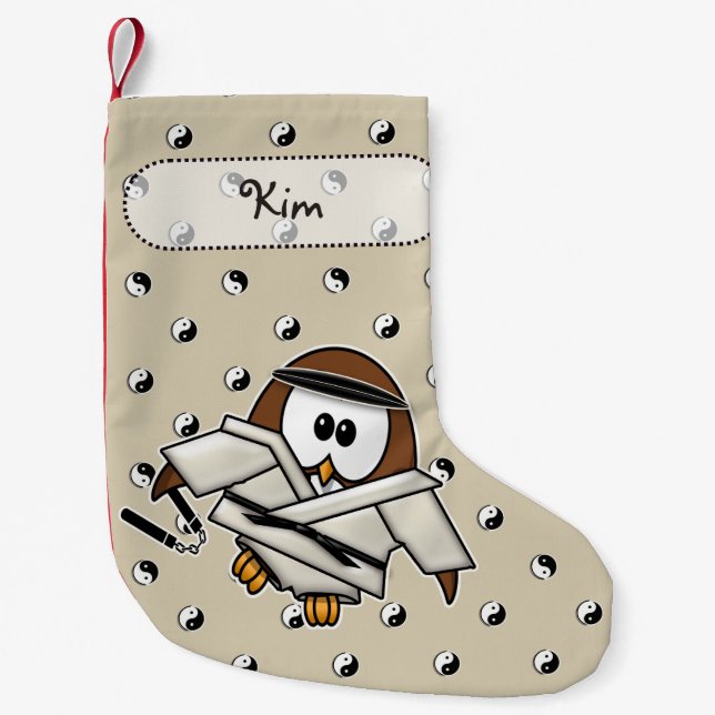 martial art master owl small christmas stocking (Front)