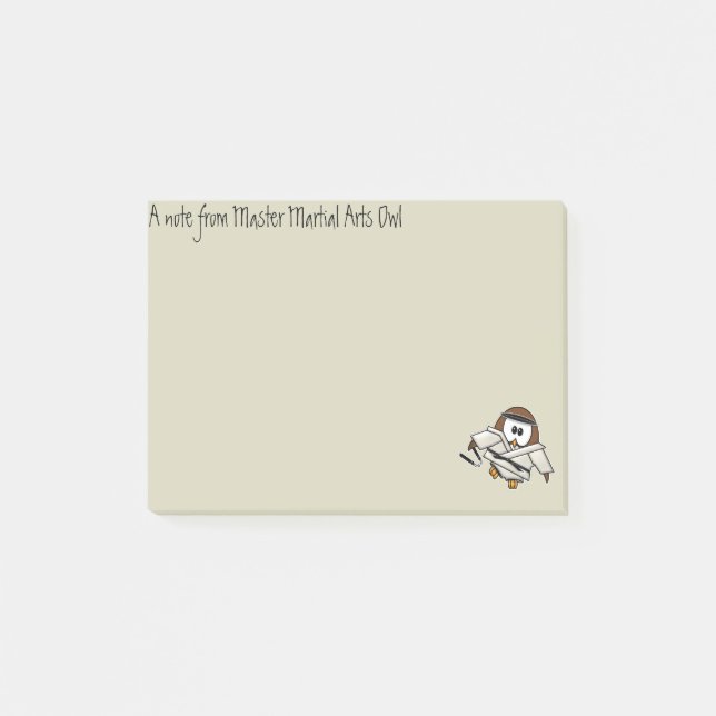 martial art owl post-it notes (Front)