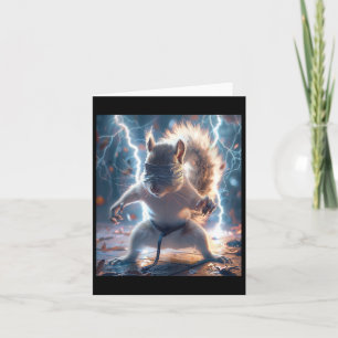Martial Art Squirrel Wearing Karate Gi Lightning A Card