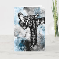 Martial Artist Greeting Card Karate Kick Judo