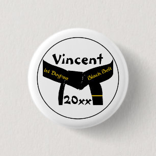 Martial Arts 1st Degree Black Belt 3 Cm Round Badge