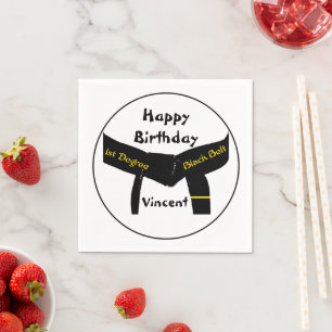 Martial Arts 1st Degree Black Belt Birthday Napkin