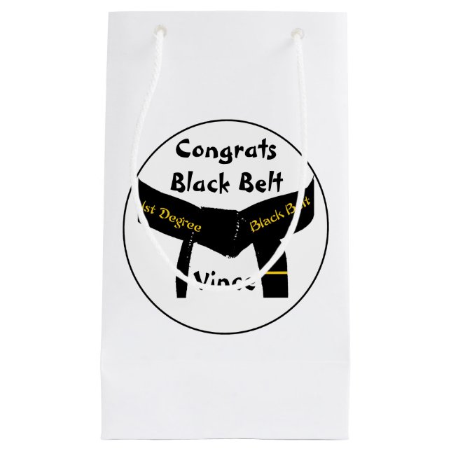 Martial Arts 1st Degree Black Belt Congratulations Small Gift Bag (Front)