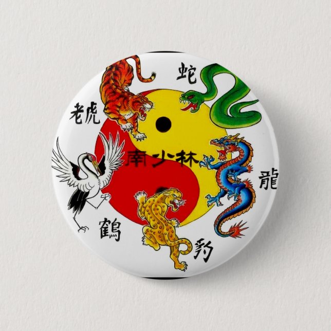 MARTIAL ARTS 5 ANIMALS 6 CM ROUND BADGE (Front)