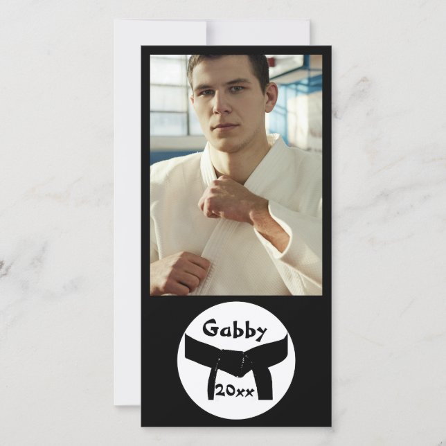 Martial Arts Basic Black Belt Photo Card (Front)
