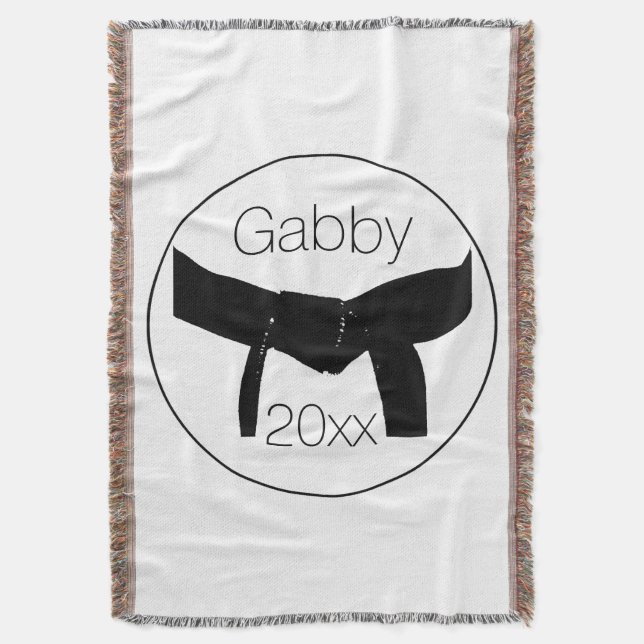 Martial Arts Basic Black Belt Throw Blanket (Front Vertical)