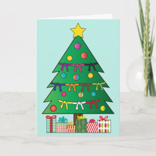 Martial Arts Belts Christmas Holiday Tree Card
