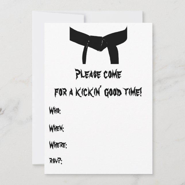 Martial Arts Birthday Party Yellow Red Invitation (Front)