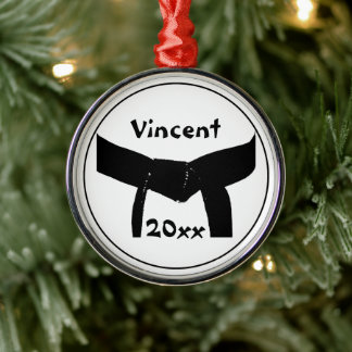 Martial Arts Black Belt Club Dated Metal Tree Decoration