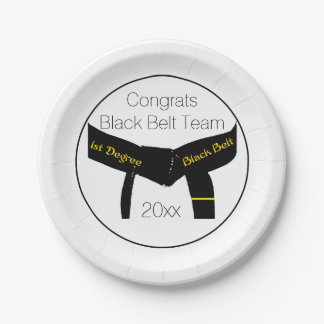 Martial Arts Black Belt Test Party Congratulations Paper Plate