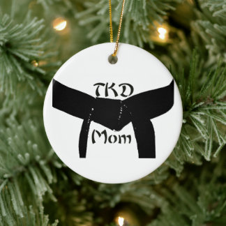 Martial Arts Black Belt TKD Mum Ceramic Tree Decoration