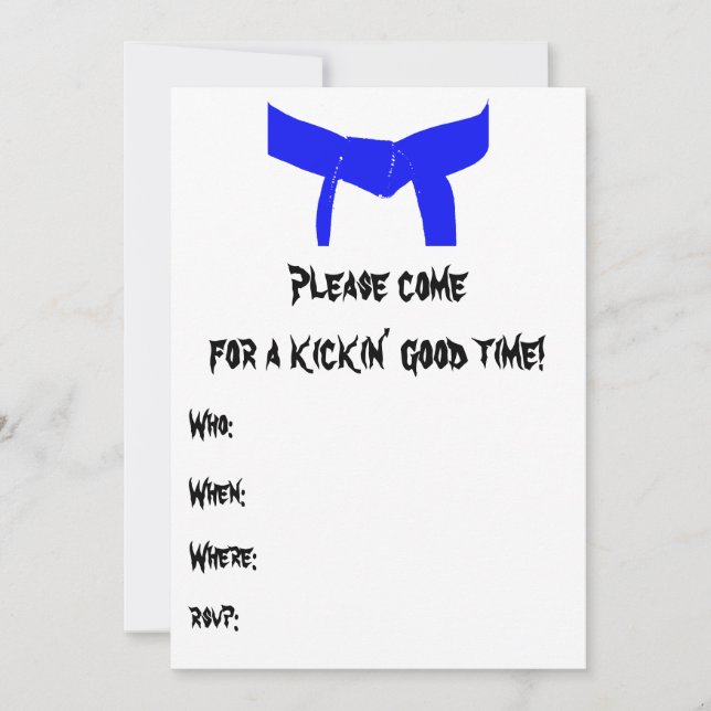 Martial Arts Blue Belt Birthday Party Invitation (Front)