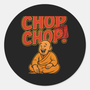Martial Arts Boxing Humor Chop Chop Cartoon Priest Classic Round Sticker