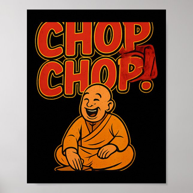 Martial Arts Boxing Humour Chop Chop Cartoon Pries Poster (Front)