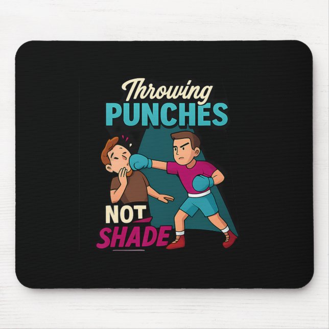 Martial Arts Boxing Humour Throwing Punches Design Mouse Pad (Front)