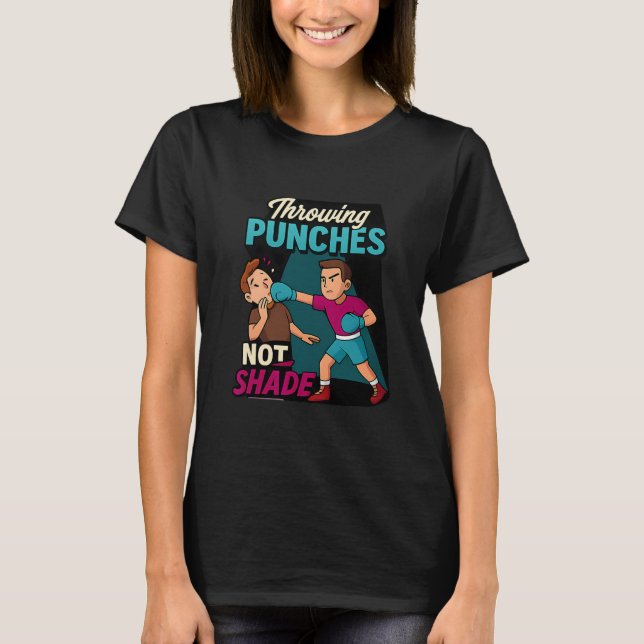 Martial Arts Boxing Humour Throwing Punches Design T-Shirt (Front)