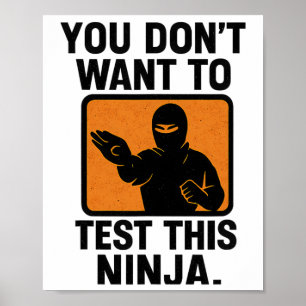 Martial Arts Boxing Ninja Danger Stencil Graphic  Poster