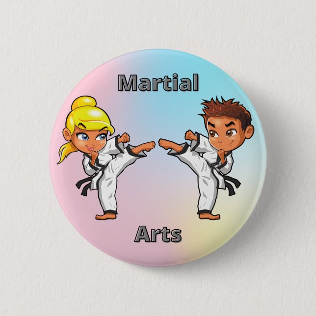 Martial Arts Boy and Girl  6 Cm Round Badge (Front)
