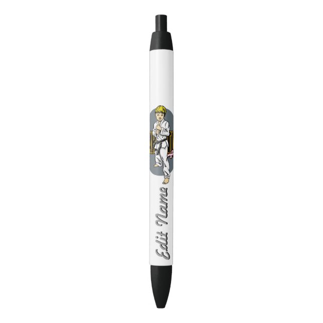 Martial Arts Boy Black Ink Pen (Front Vertical)