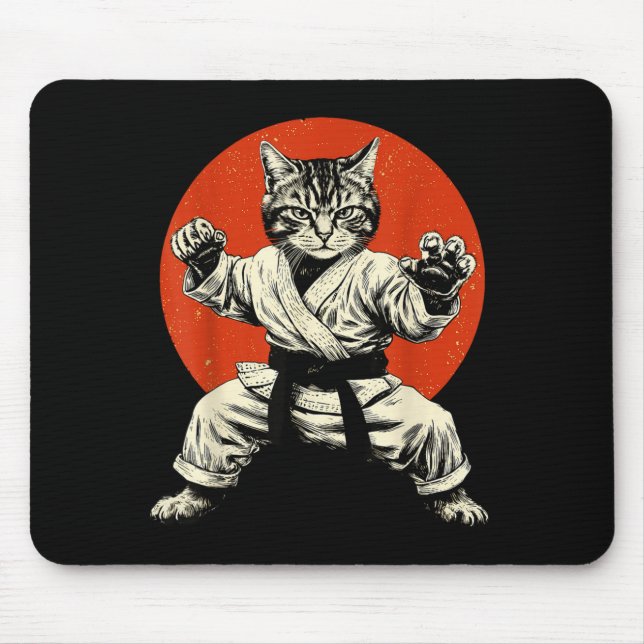 Martial Arts Cat Karate Judo Japanese Flag Funny J Mouse Pad (Front)