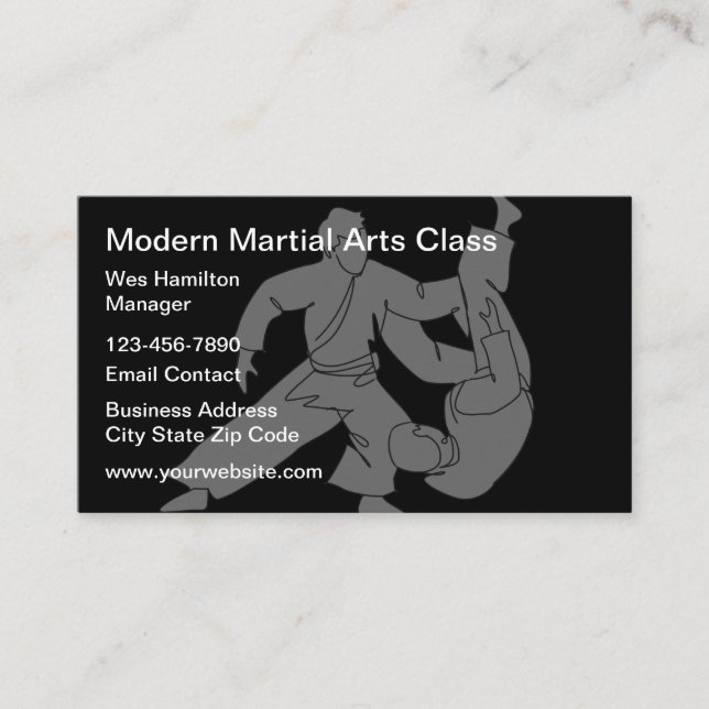 Martial Arts Class Modern  Business Card (Front)