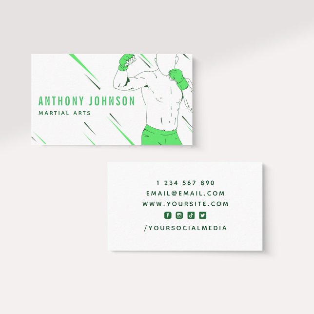 Martial Arts Coach Boxing Fighting Combat Sports Business Card (Creator Uploaded)