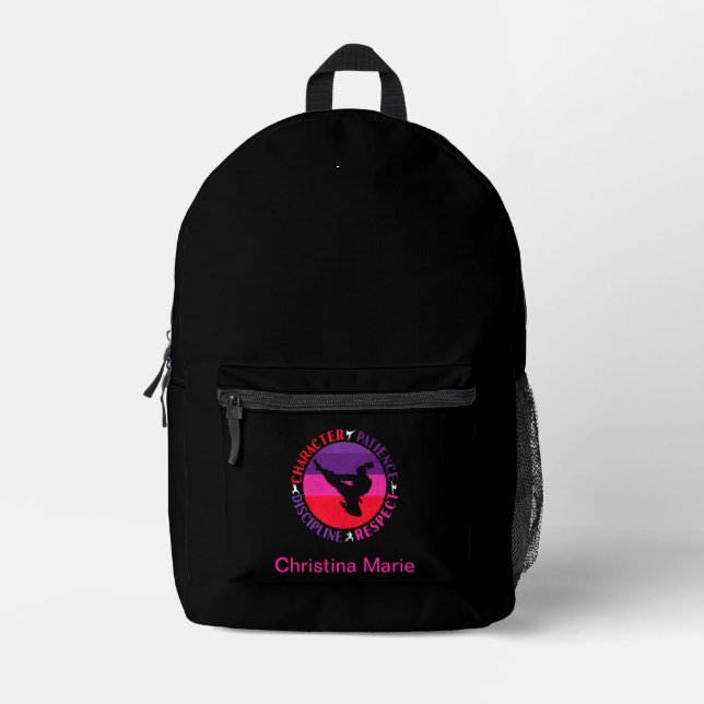 Martial Arts Core Values - Karate Printed Backpack (Front)