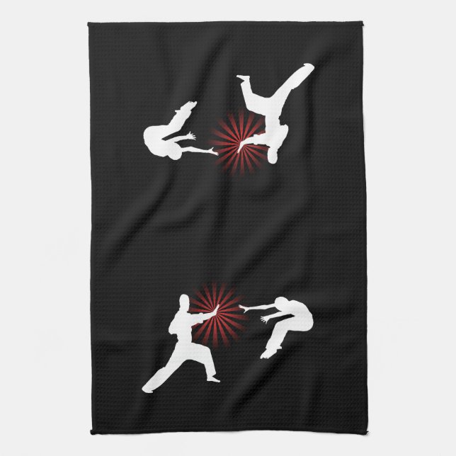 Martial Arts Energy Silhouette Tea Towel (Vertical)