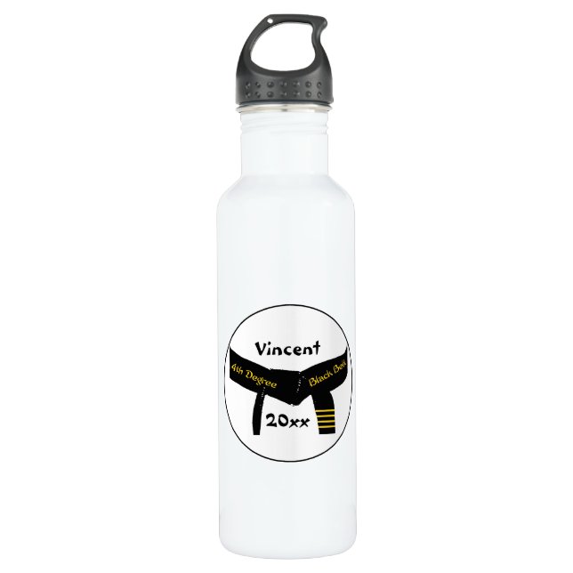 Martial Arts Fourth Degree Black Belt 710 Ml Water Bottle (Front)