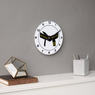 Martial Arts Fourth Degree Black Belt Round Clock