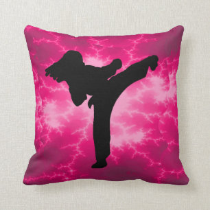 Martial Arts Girl Pink Lightning Pillow