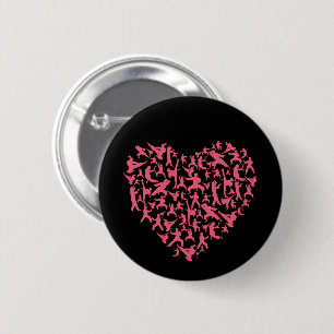 Martial Arts Girls Karate Heart 6 Cm Round Badge