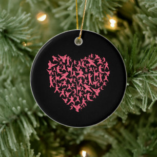Martial Arts Girls Karate Heart Ceramic Tree Decoration
