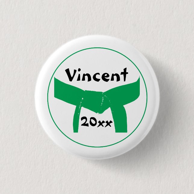 Martial Arts Green Belt 3 Cm Round Badge (Front)