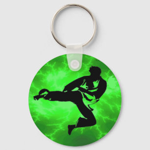 Martial Arts Green Lightning Man Key Ring