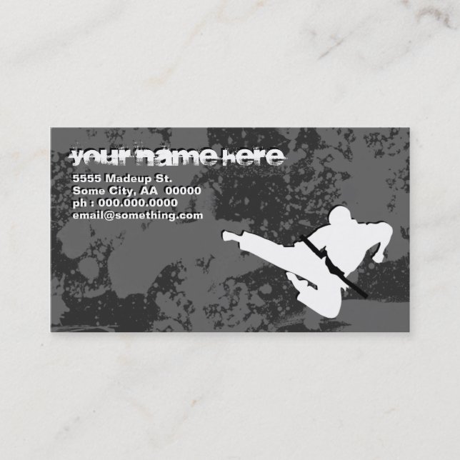 martial arts : grunge silhouettes : business card (Front)